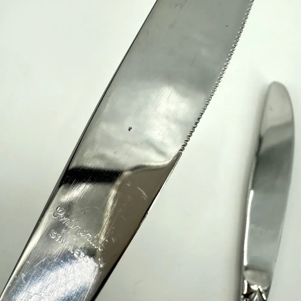 CONTINENTAL SILVER Voisin Stainless Flatware 4 Dinner Knives Ornate Floral